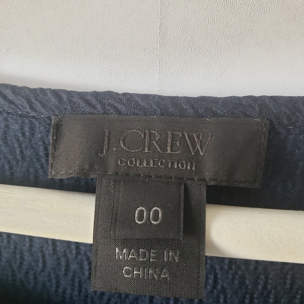 J crew collection women's 100% silk jacquard keyhole blouse size 00 long sleeve‎